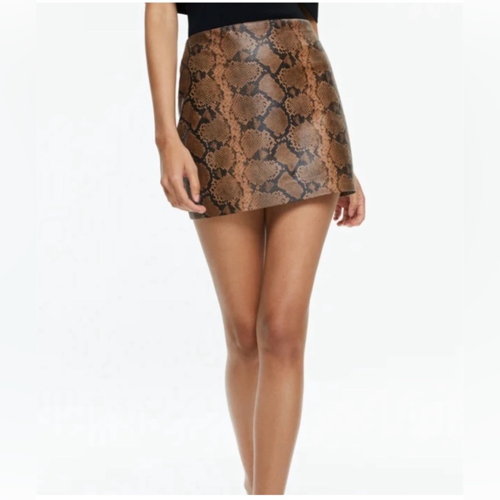 Alice + Olivia Faux Leather Snake Print Mini Skirt